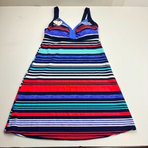 ZeroXposur Active Swimwear Swim Dress Womens SZ Small Stripe UPF 30+ Outdoor NEW